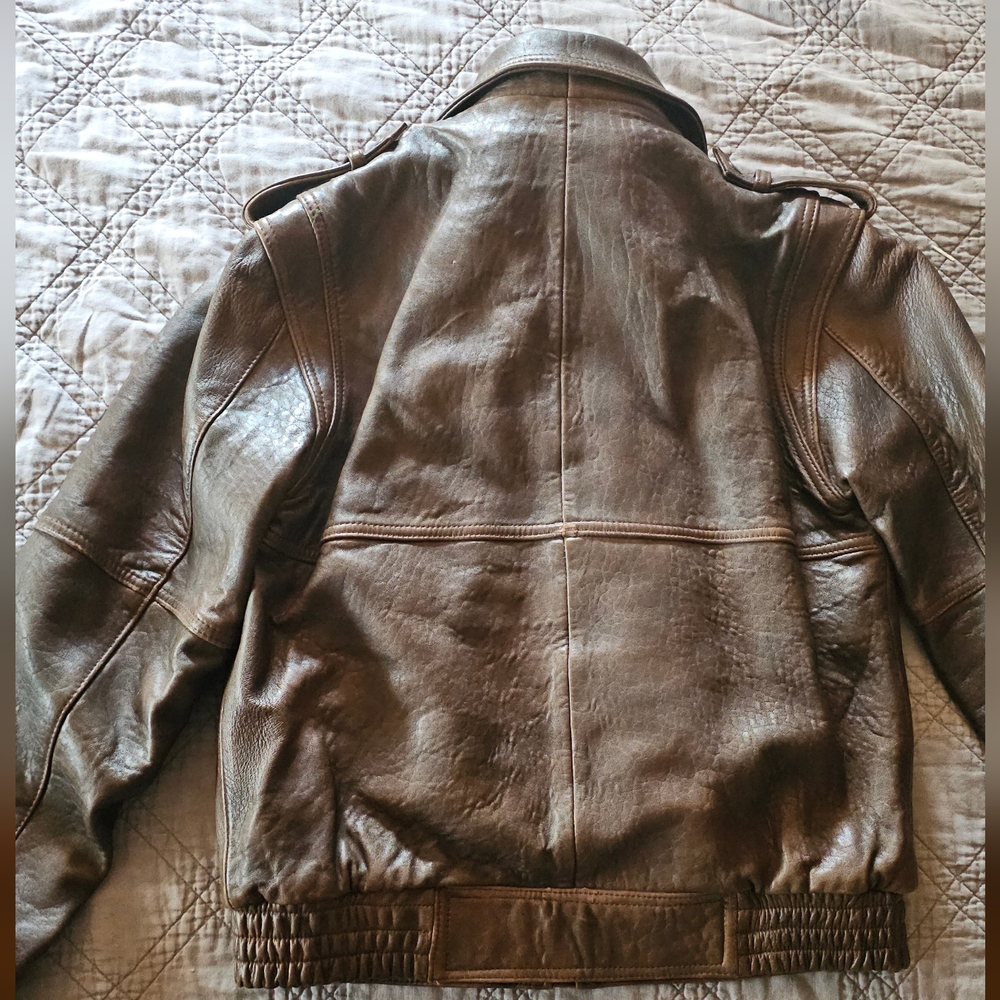 Real Leather Bomber Jacket - Tailwinds by Raffaelo - Picture 3 of 5